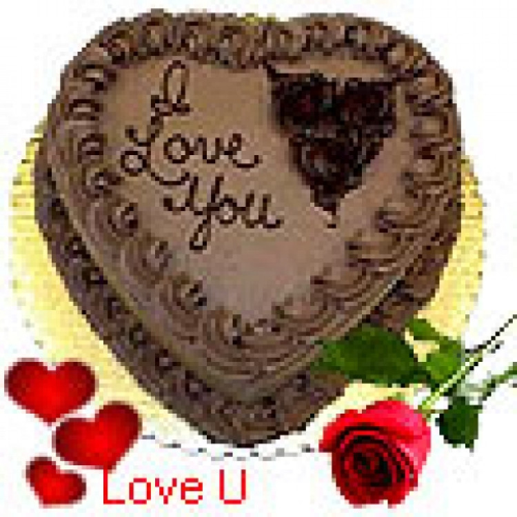 Love Shape Chocolate Cake N 1 Red Rose
