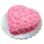 Pink Flower Heart Cake 1Kg