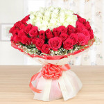 Magnificent Red & White Roses Bouquet